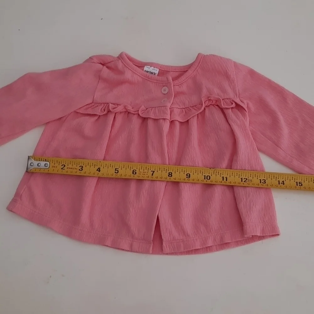 Carters 12 months pink lightweight cardigan with ruffle detail